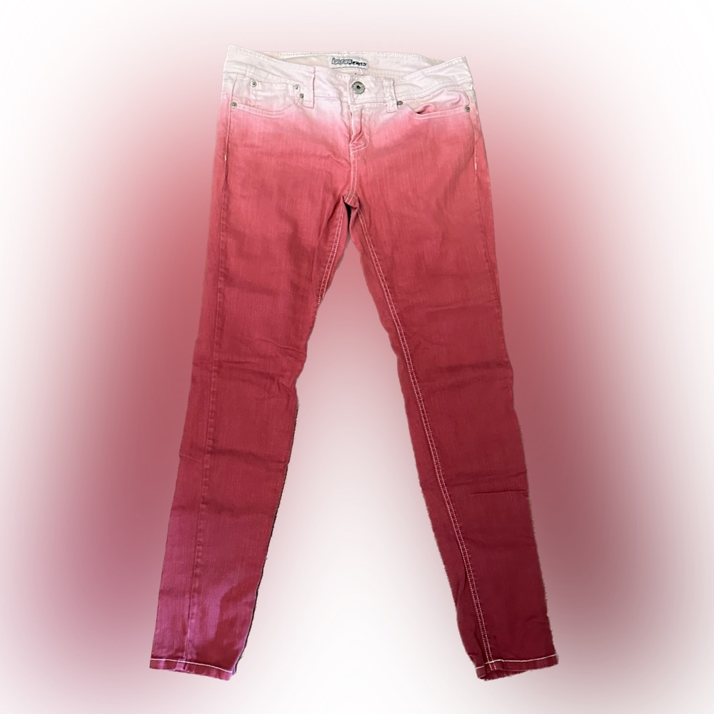 Lazer Jeans Ombré White to Dark Mauve Pink Size 13 Skinny Jeans Low Waist